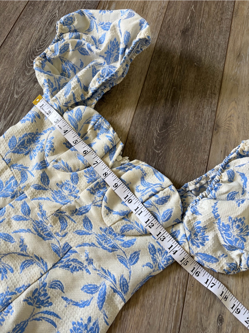 SHEIN Mod Blue Floral Puff-Sleeve Mini Dress - Picture 8 of 10